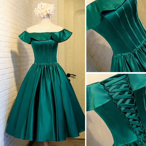 Vintage Retro Dark Green Homecoming Graduation Dresses 2019 A-Line Princess Ruffle Short Vintage Retro Dark Green Homecoming Graduation Dresses 2019 A-Line Princess Ruffle Short