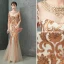 Charming Gold Evening Dresses  2019 Trumpet / Mermaid Scoop Neck Crystal Sequins 1/2 Sleeves Backless Floor-Length / Long Formal Dresses