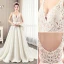Charmant Ivoire Robe De Mariée 2019 Princesse V-Cou En Dentelle Fleur Sans Manches Dos Nu Chapel Train