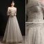 Élégant Ivoire Robe De Mariée 2018 Robe Boule Dentelle Perlage Cristal Paillettes Volants en Cascade De l'épaule Dos Nu Sans Manches Longue Mariage