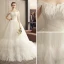 Elegant Ivory Wedding Dresses 2019 A-Line / Princess Sleeveless Leaf Appliques Off-The-Shoulder Backless Ruffle Cathedral Train Wedding
