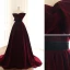 Chic / Beautiful Burgundy Evening Dresses  2019 A-Line / Princess Suede Strapless Bow Sleeveless Backless Court Train Formal Dresses