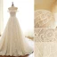 Luxury / Gorgeous Champagne Wedding Dresses 2019 A-Line / Princess Scoop Neck Beading Sequins Lace Flower Short Sleeve Backless Chapel Train