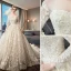 Luxury / Gorgeous Beige Wedding Dresses 2019 A-Line / Princess Scoop Neck Beading Pearl Sequins Lace Flower Long Sleeve Backless Royal Train