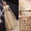 Modern / Fashion Gold Evening Dresses  2019 A-Line / Princess Scoop Neck Beading Sequins Short Sleeve Backless Metal Sash Floor-Length / Long Formal Dresses