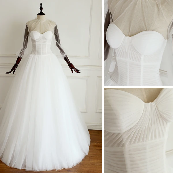 Chic / Belle Ivoire Robe De Mariée 2019 Princesse Encolure Dégagée 3/4 Manches Dos Nu Longue