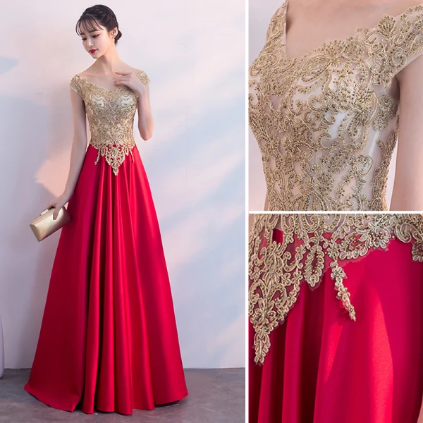 Charming Burgundy Evening Dresses 2019 A-Line / Princess V-Neck Lace Flower Rhinestone Short Sleeve Backless Floor-Length / Long Formal Dresses