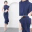 Modern / Fashion Modest / Simple Navy Blue Evening Dresses  2019 Trumpet / Mermaid Scoop Neck Sleeveless Tea-length Formal Dresses