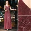 Bling Bling Bordeaux Paillettes Robe De Soirée 2019 Princesse Bretelles Spaghetti Sans Manches Dos Nu Métal Ceinture Longue Robe De Ceremonie