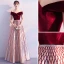 Chic / Beautiful Burgundy Evening Dresses  2019 A-Line / Princess Off-The-Shoulder Suede Short Sleeve Backless Striped Floor-Length / Long Formal Dresses