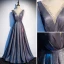 Mode Marineblau Sternenklarer Himmel Abendkleider 2019 A Linie Glanz Polyester Rundhalsausschnitt Strass Ärmellos Rückenfreies Lange Festliche Kleider