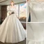 Enkel Elfenben Brudekjoler 2019 Prinsesse Av Skulderen 3/4 Ermer Ryggløse Cathedral Train