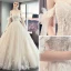 Chic / Belle Champagne Robe De Mariée 2019 Princesse Bustier Perlage En Dentelle Fleur Sans Manches Dos Nu Noeud Royal Train