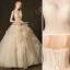 Elegant Champagne Wedding Dresses 2019 Ball Gown Backless Spaghetti Straps Sleeveless Cascading Ruffles Floor-Length / Long