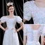 Scintillantes Blanche Robe De Soirée 2021 Princesse Encolure Dégagée Paillettes Manches Courtes Dos Nu Longue Robe De Ceremonie