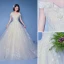 Charming Champagne Wedding Dresses 2019 A-Line / Princess Off-The-Shoulder Beading Appliques Lace Flower Short Sleeve Backless Royal Train