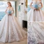 Charming Ivory Wedding Dresses 2019 A-Line / Princess Off-The-Shoulder Lace Flower Sleeveless Backless Royal Train