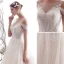 Élégant Champagne Robe De Mariée 2019 Princesse Encolure Dégagée Perlage En Dentelle Fleur Sans Manches Dos Nu Cathedral Train