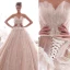 Luxus / Herrlich Champagner Brautkleider / Hochzeitskleider 2019 A Linie Plissee Bandeau Perlenstickerei Spitze Blumen Ärmellos Rückenfreies Kapelle-Schleppe