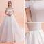 Simple Ivoire Robe De Mariée 2019 Princesse De l'épaule Manches Courtes Dos Nu Cathedral Train