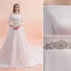 Élégant Ivoire Robe De Mariée 2019 Princesse De l'épaule Perle Faux Diamant 3/4 Manches Dos Nu Noeud Royal Train