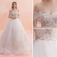 Elegant White Wedding Dresses 2019 A-Line / Princess Off-The-Shoulder Beading Tassel Lace Flower Short Sleeve Backless Royal Train