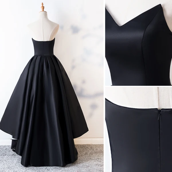 Enkel Svart Asymmetrisk Ballkjoler 2019 Prinsesse Strapless Uten Ermer Ryggløse Formelle Kjoler