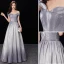 Chic / Beautiful Gradient-Color Silver Glitter Evening Dresses  2019 A-Line / Princess Off-The-Shoulder Short Sleeve Backless Floor-Length / Long Formal Dresses