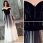 Elegante Farbverlauf Schwarz Ballkleider 2019 A Linie Off Shoulder Kurze Ärmel Rückenfreies Lange Festliche Kleider