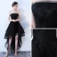 Charmant Schwarz Cocktailkleider 2019 A Linie Bandeau Spitze Blumen Ärmellos Rückenfreies Asymmetrisch Festliche Kleider