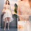 Charmant Haute Basse Champagne Robe De Cocktail 2019 Princesse Encolure Dégagée Perlage Cristal En Dentelle Fleur Manches de cloche Asymétrique Robe De Ceremonie