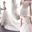Modern / Fashion Champagne Wedding Dresses 2019 A-Line / Princess Off-The-Shoulder Beading Lace Flower Short Sleeve Backless Royal Train