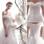 Elegant Ivory 2019 Wedding Dresses A-Line / Princess Off-The-Shoulder Beading Sequins Lace Flower Short Sleeve Backless Royal Train