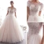 Élégant Champagne Robe De Mariée 2019 Princesse Encolure Dégagée Perlage En Dentelle Fleur Perle Paillettes Manches Courtes Dos Nu Longue