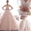 Luxury / Gorgeous Champagne Wedding Dresses 2019 A-Line / Princess Pleated Strapless Beading Lace Flower Sleeveless Backless Royal Train