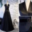 Vintage / Retro Black Prom Dresses 2019 A-Line / Princess V-Neck Sash Sleeveless Floor-Length / Long Formal Dresses