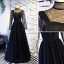 Elegant Vintage / Retro Black Prom Dresses 2019 A-Line / Princess High Neck Rhinestone Long Sleeve Floor-Length / Long Formal Dresses