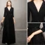 Élégant Noire Robe De Soirée 2019 Princesse V-Cou Noeud Paillettes Gland 3/4 Manches Longue Robe De Ceremonie