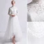 Vintage / Retro Ivory Beach Wedding Dresses 2019 A-Line / Princess High Neck Lace Bow 3/4 Sleeve Sweep Train
