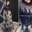 Elegant Navy Blue Evening Dresses  2019 A-Line / Princess Scoop Neck Beading Lace Flower Short Sleeve Backless Floor-Length / Long Formal Dresses