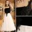 Chic / Belle Noire Robe De Soirée 2019 Princesse Une épaule En Dentelle Daim Sans Manches Dos Nu Thé Longueur Robe De Ceremonie