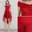 Chic / Beautiful Burgundy Cocktail Dresses 2019 A-Line / Princess V-Neck Sleeveless Ruffle Asymmetrical Formal Dresses