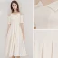 Chic / Beautiful Champagne Homecoming Graduation Dresses 2019 A-Line / Princess Off-The-Shoulder Short Sleeve Backless Tea-length Formal Dresses