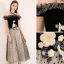 Chic / Beautiful Black Homecoming Graduation Dresses 2019 A-Line / Princess Off-The-Shoulder Suede Appliques Lace Spotted Sleeveless Backless Tea-length Formal Dresses