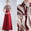 Luxury / Gorgeous Burgundy Evening Dresses  2019 A-Line / Princess High Neck Lace Sequins Short Sleeve Floor-Length / Long Formal Dresses