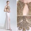 Luxury / Gorgeous Ivory Handmade  Beading Evening Dresses  2019 Trumpet / Mermaid Scoop Neck Crystal Rhinestone Sleeveless Split Front Sweep Train Formal Dresses