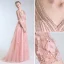 Luxe Rougissant Rose Fait main Perlage Robe De Soirée 2019 Princesse V-Cou Appliques Cristal Paillettes Noeud 1/2 Manches Longue Robe De Ceremonie
