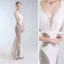 Sexy Ivoire Transparentes Robe De Soirée 2019 Trompette / Sirène V-Cou Paillettes Faux Diamant Sans Manches Dos Nu Train De Balayage Robe De Ceremonie