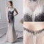 Luxus Gradient Farve Håndlavet Beading Selskabskjoler 2019 Havfrue Scoop Neck Krystal Ærmeløs Lange Kjoler