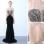Sexy Black Evening Dresses  2019 Trumpet / Mermaid Scoop Neck Beading Sequins Rhinestone Sleeveless Backless Sweep Train Formal Dresses
